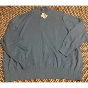 NWT Lands End Alpine Blue Half Zip Mock Pullover Sweater Mens XXL